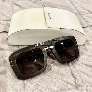 Prada wooden square sunglasses